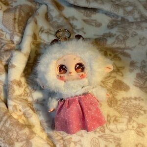 Cute Plush Keychain with Pink Dress